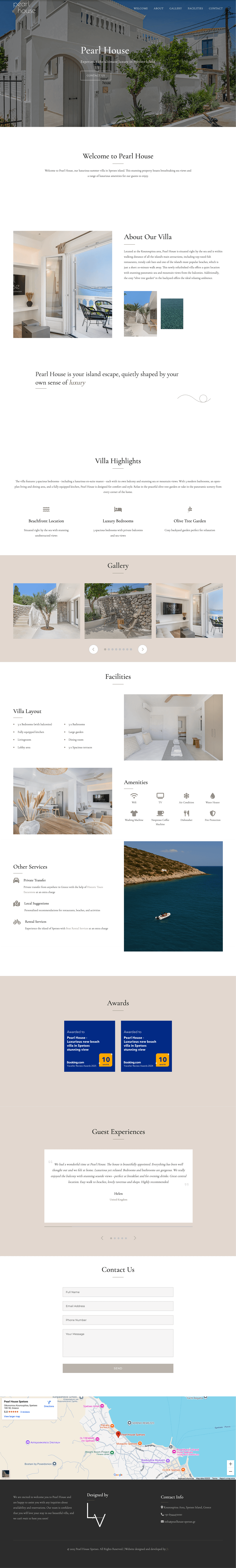 New Pearl House website showing modern luxury design