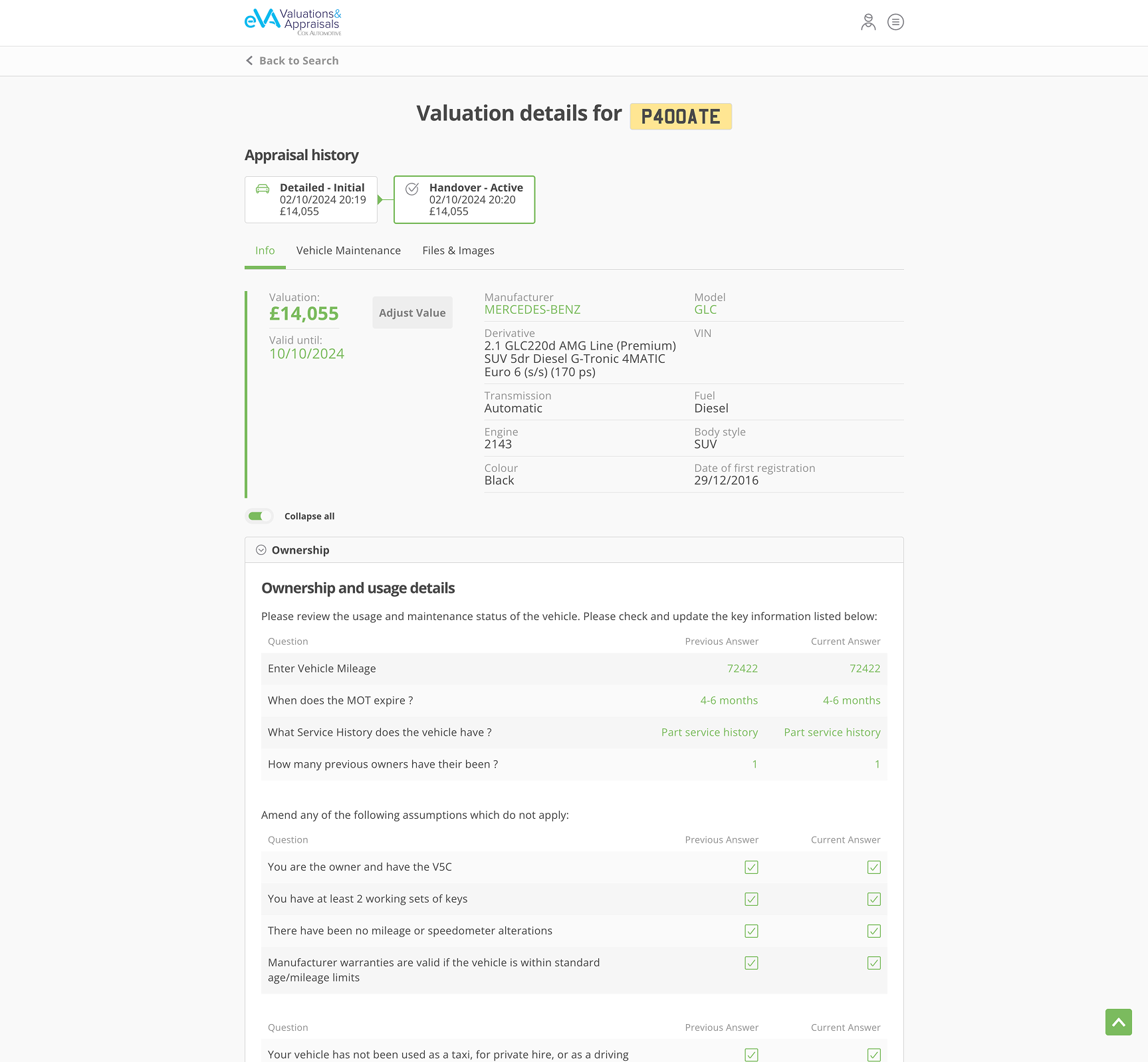 Original Valuation Details