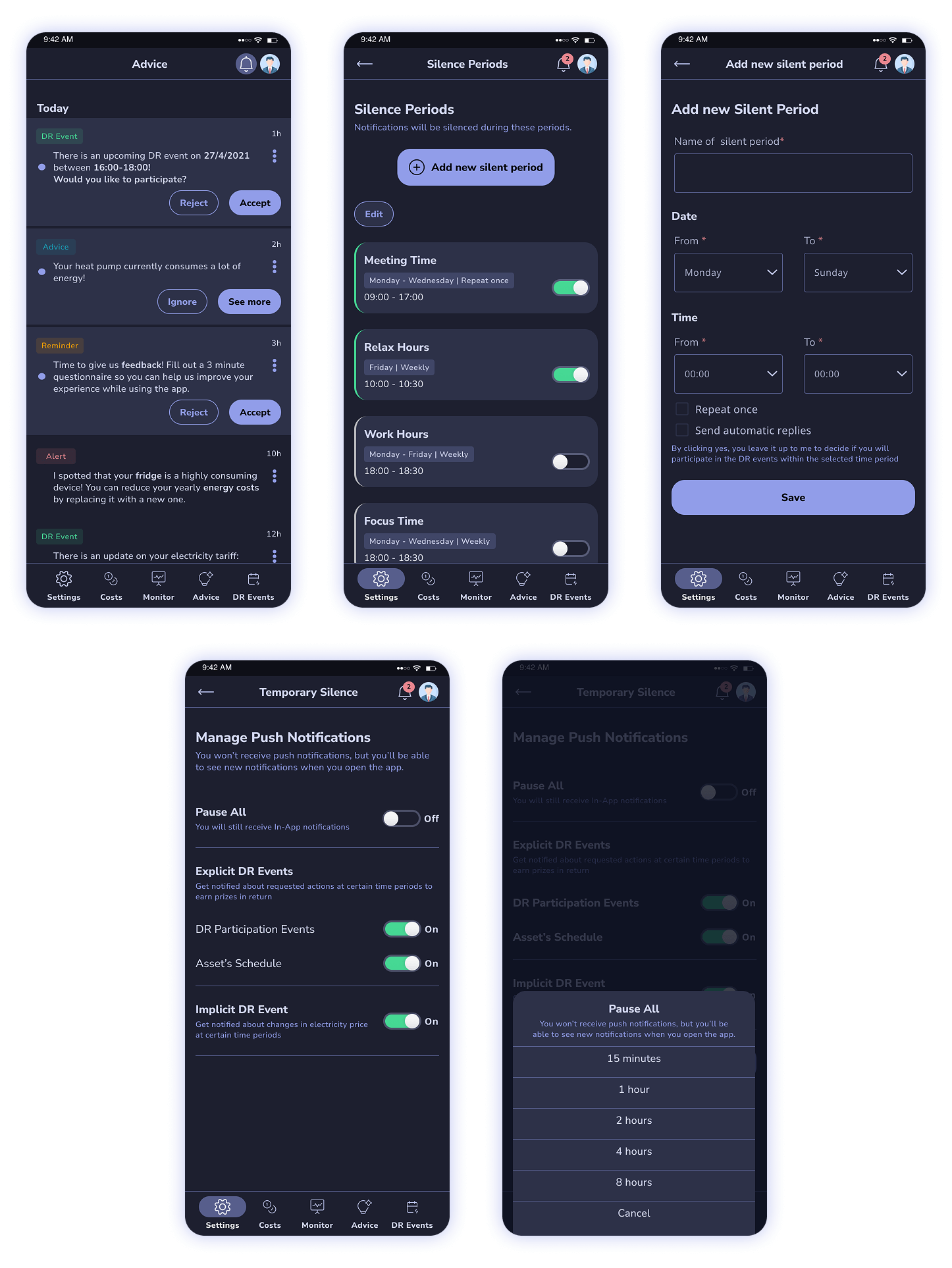 Final Prototype Notifications Screens