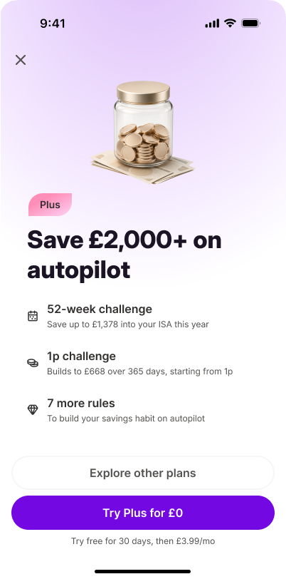 Purpose Gap Upsell bottom sheet for a user whose goal is automated saving