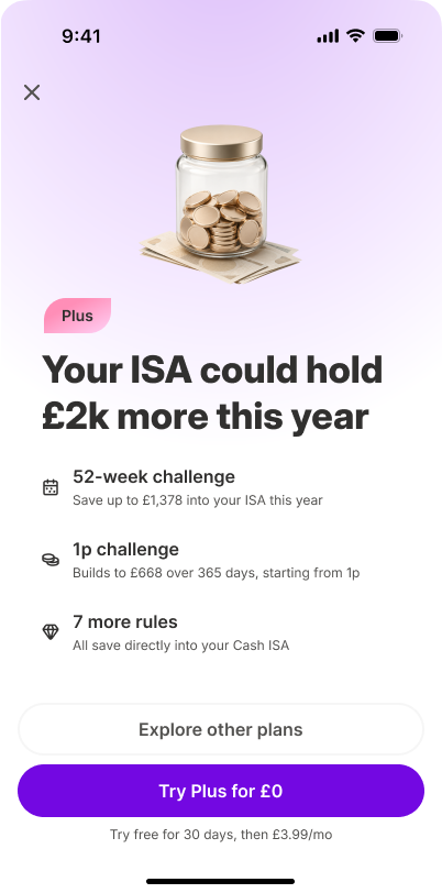 Purpose Gap Upsell bottom sheet for a user whose goal is a Cash ISA